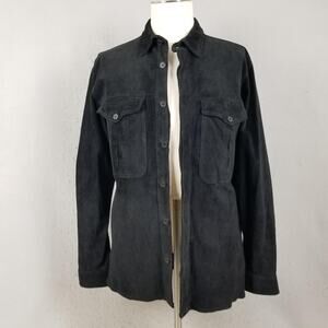 Vintage Georgetown Leather Design Jacket Mens Small Black Suede Shacket 80s